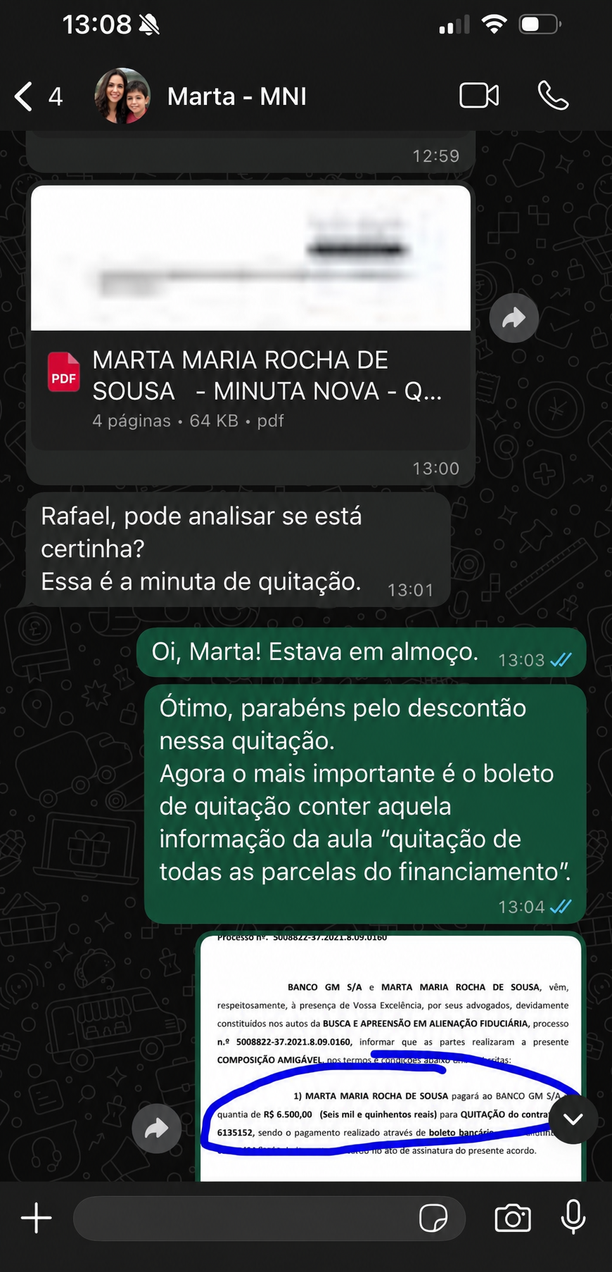 Minuta de quitação homologada em ação de busca e apreensão